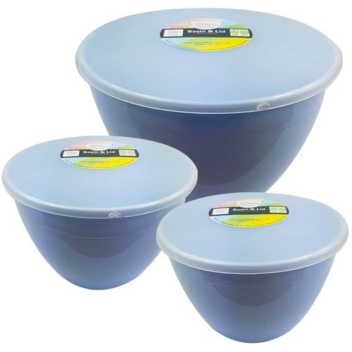 Pudding basins with lids blue - basins,