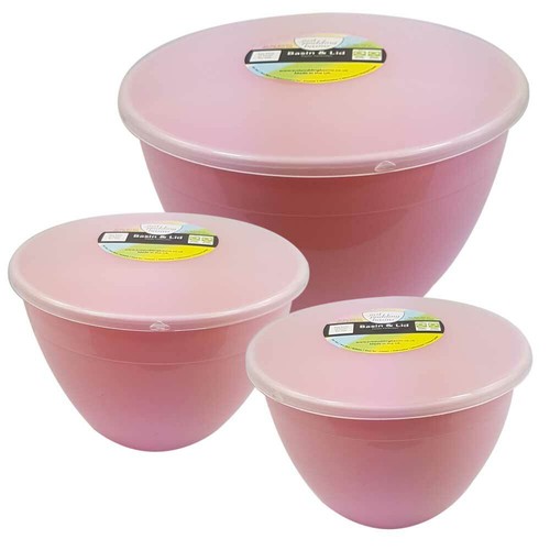 Pink pudding basins with - pudding,
